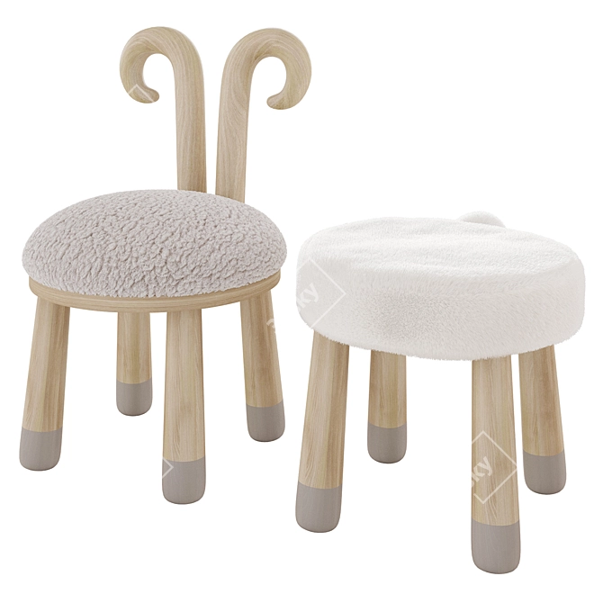 "Animal Friends Kids Furniture Set 3D model image 2