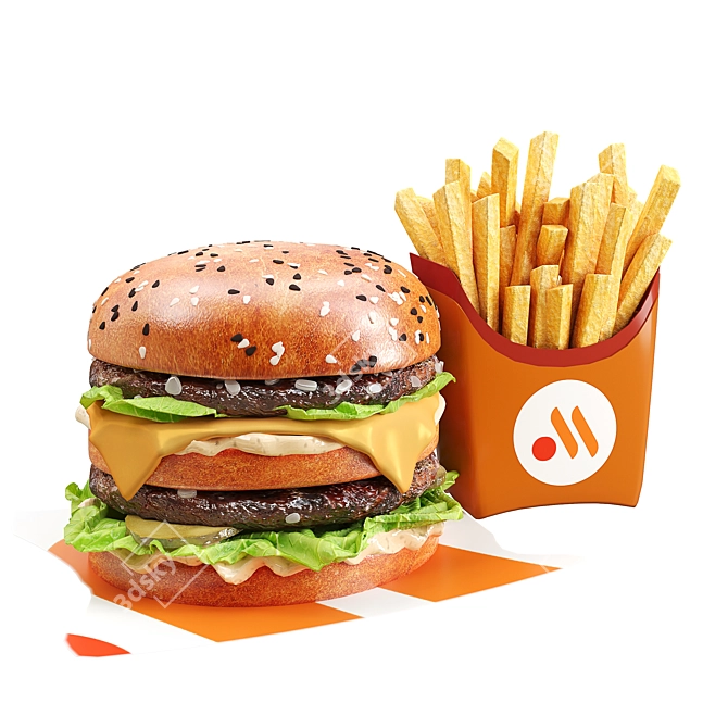 Ultimate Gourmet Burger Delight 3D model image 1