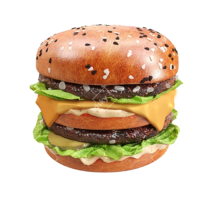 Ultimate Gourmet Burger Delight 3D model image 2