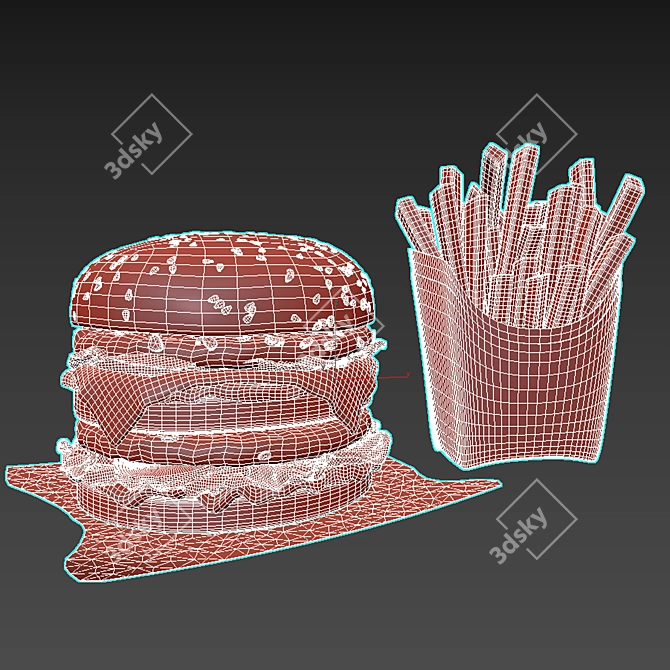 Ultimate Gourmet Burger Delight 3D model image 4