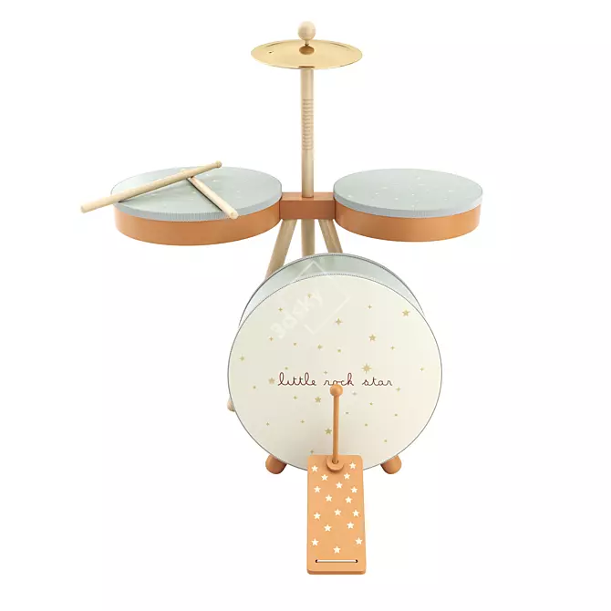 ZARA Wooden Drum Set 3D model image 4