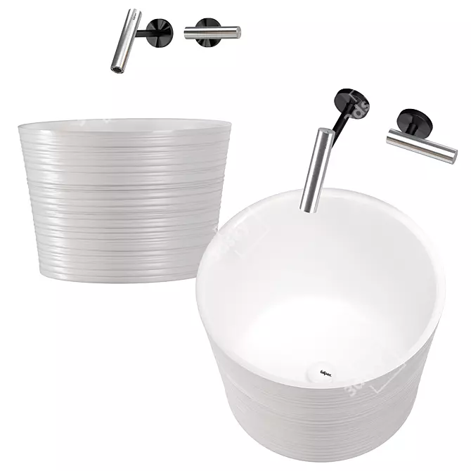 FALPER HANDMADE Basin Set: 3 Size Options & Faucets 3D model image 2