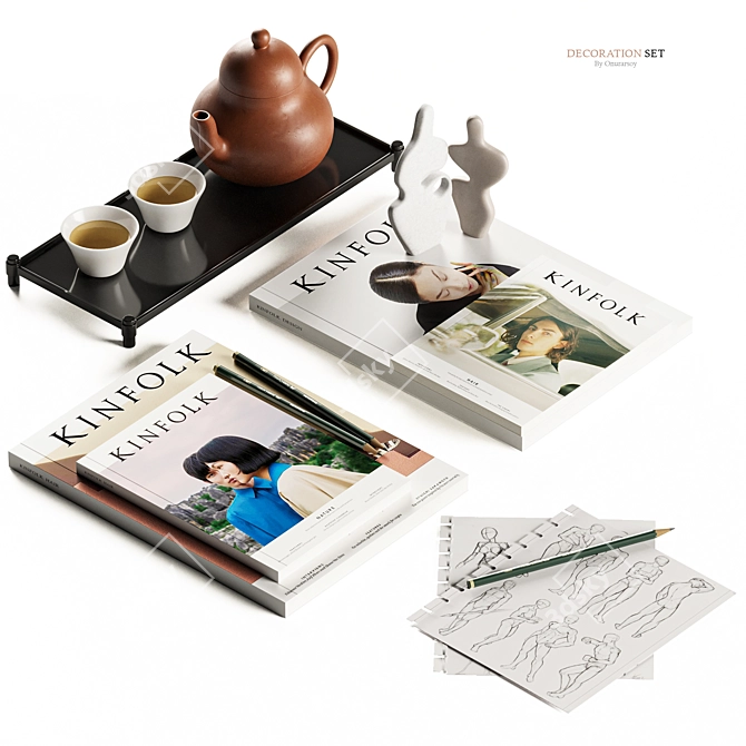 Kinfolk Tea Set and Figurines 3D model image 1