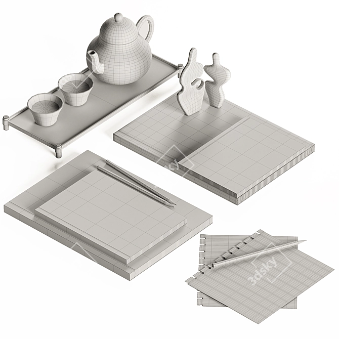 Kinfolk Tea Set and Figurines 3D model image 4