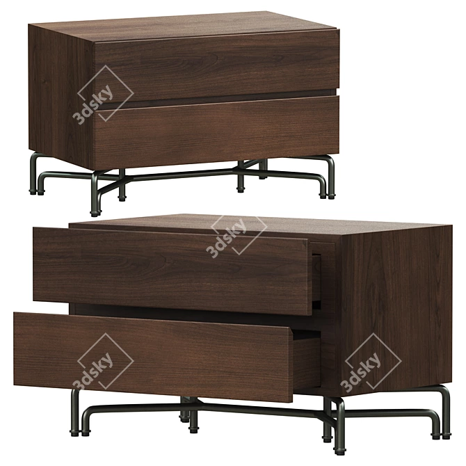 Rustic Fawn Veneer Nightstand 3D model image 1