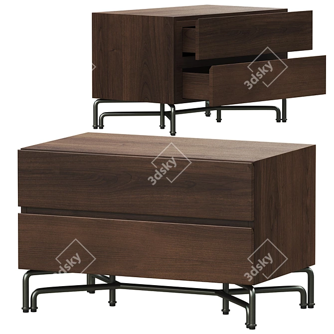 Rustic Fawn Veneer Nightstand 3D model image 2