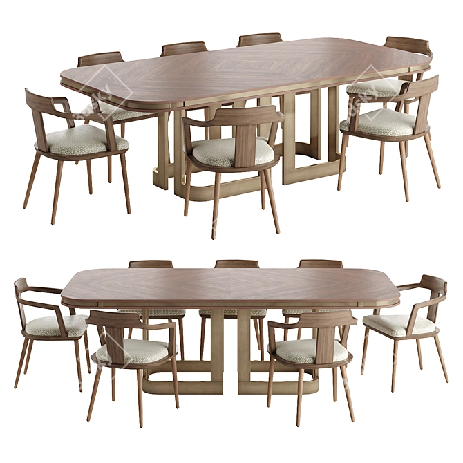 Italian Paul Table & Tilly Chairs 3D model image 1