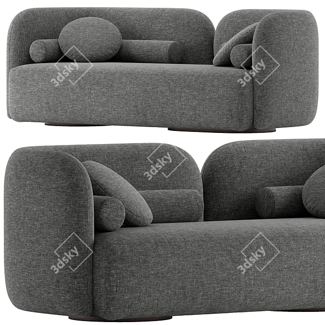 Georgina White Boucle Fabric Sofa 3D model image 4