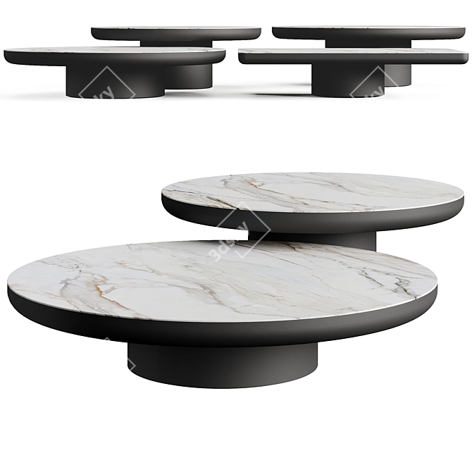 Luxury Marble Coffee Table Set 3D model image 7