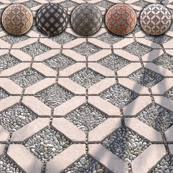 Gravel Pavement PBR Textures Pack 3D model image 1