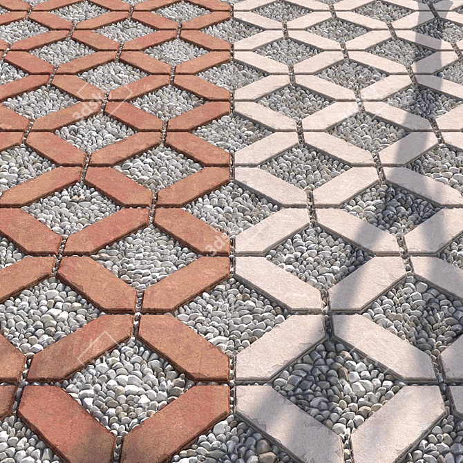 Gravel Pavement PBR Textures Pack 3D model image 2