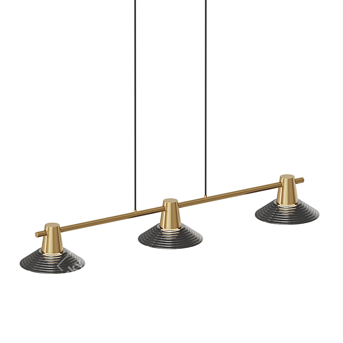 Brass Conical Glass Pendant Lamp 3D model image 2