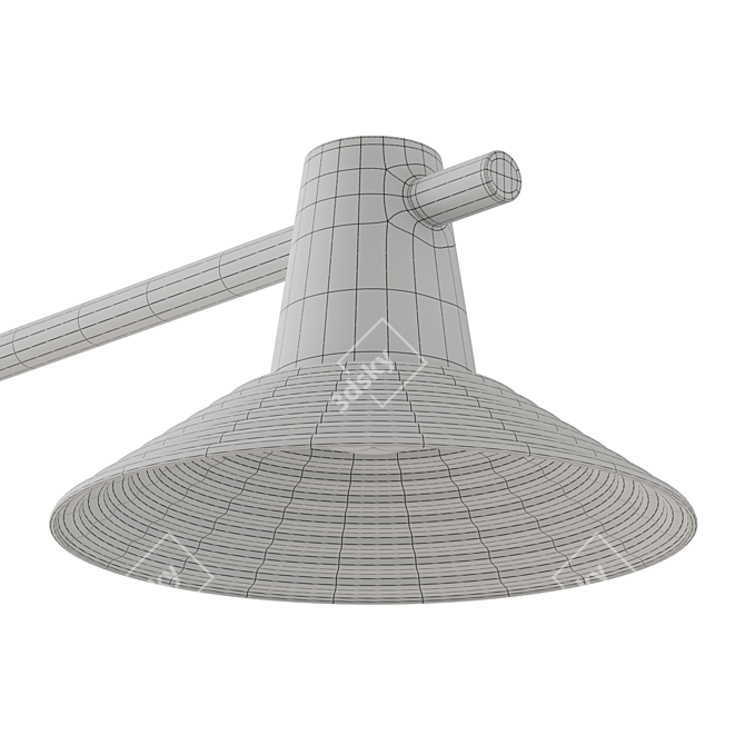 Brass Conical Glass Pendant Lamp 3D model image 5