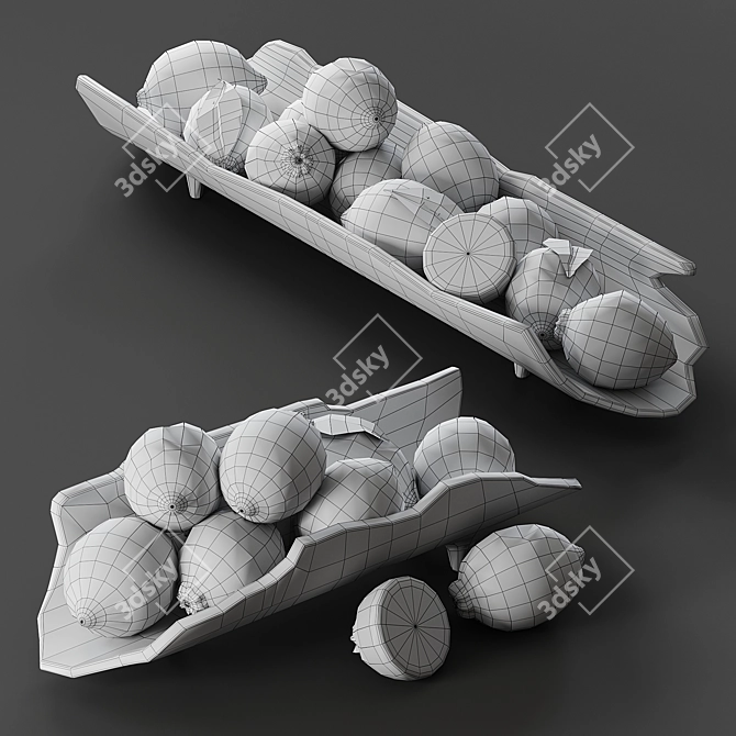 Elegant Lemon Caryn Trays Set 3D model image 2