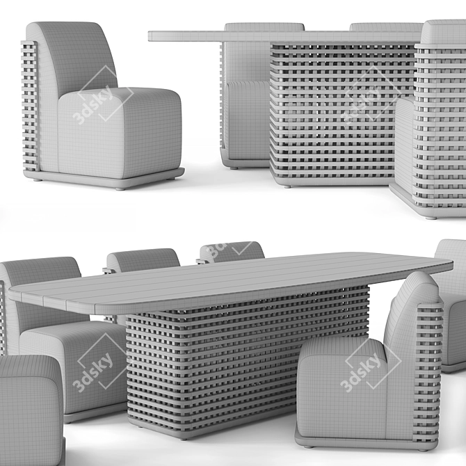 Restoration Hardware Teak Dining Set 3D model image 4