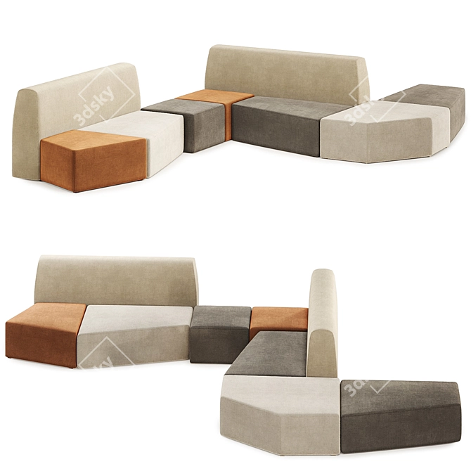 Multifunctional True Design Stone Sofa 3D model image 4