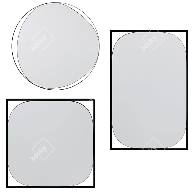 Modern Chic Wall Mirror Set 3D model image 2