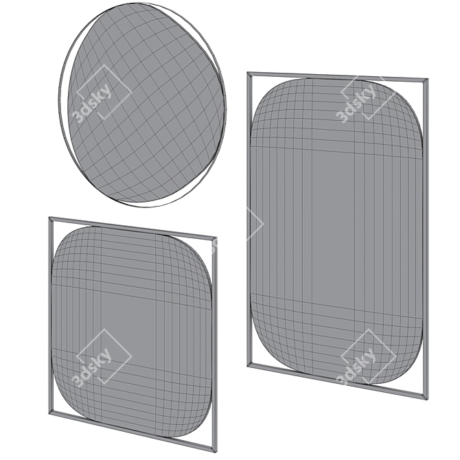 Modern Chic Wall Mirror Set 3D model image 4