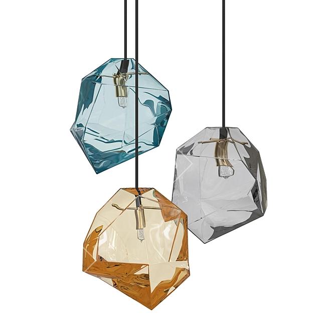 Amber Ice Cube Pendant Light 3D model image 1