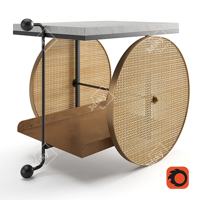 Modern Art Bar Cart by Picasso 3D model image 1