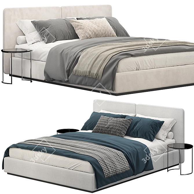 Sleek Modern Bed Set 3D model image 1