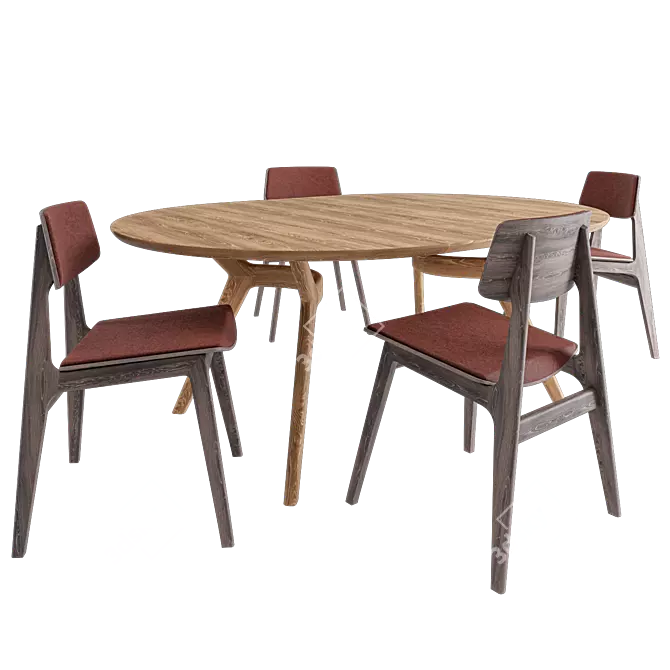 Rustic Elegance: Amelia Table Set 3D model image 3