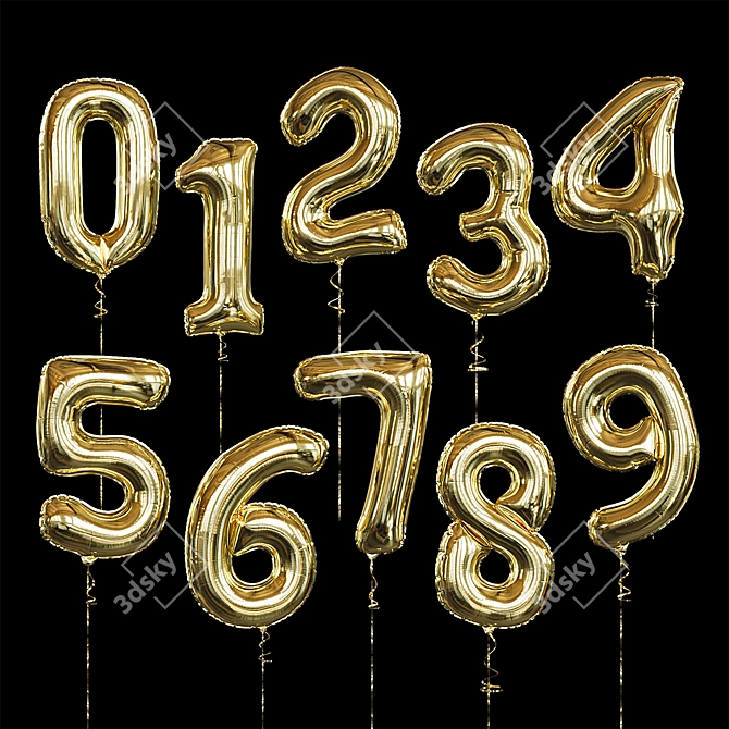 Giant Foil Number Balloons 3D model image 1