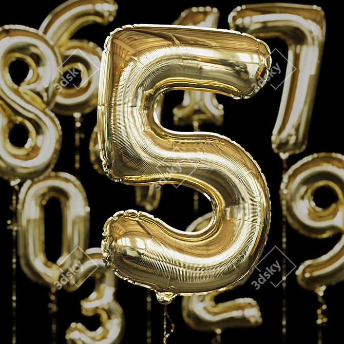 Giant Foil Number Balloons 3D model image 4