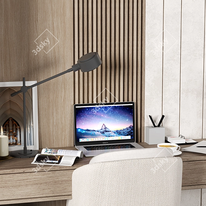 Luxury Home Office Desk Set 3D model image 3