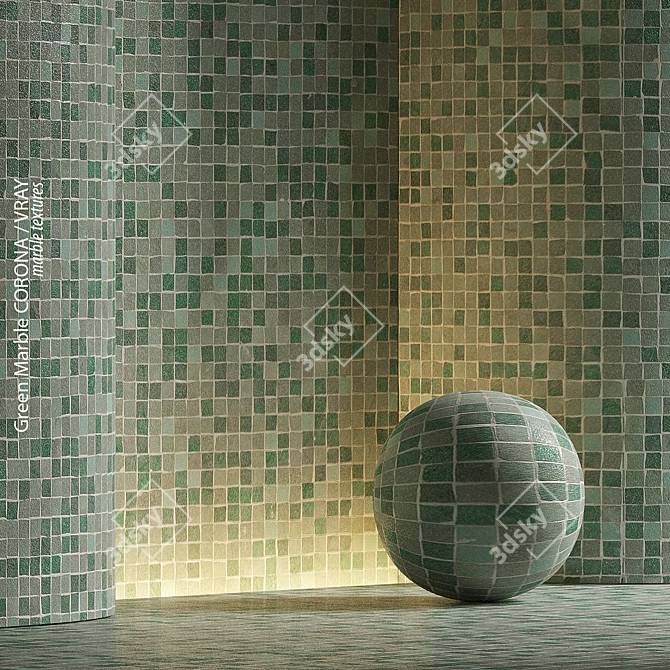 Green Marble 3D Render Set 3D model image 1