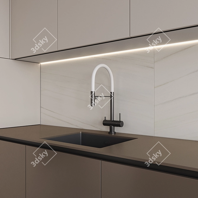 Modern Style Kitchen with Island 3D model image 3