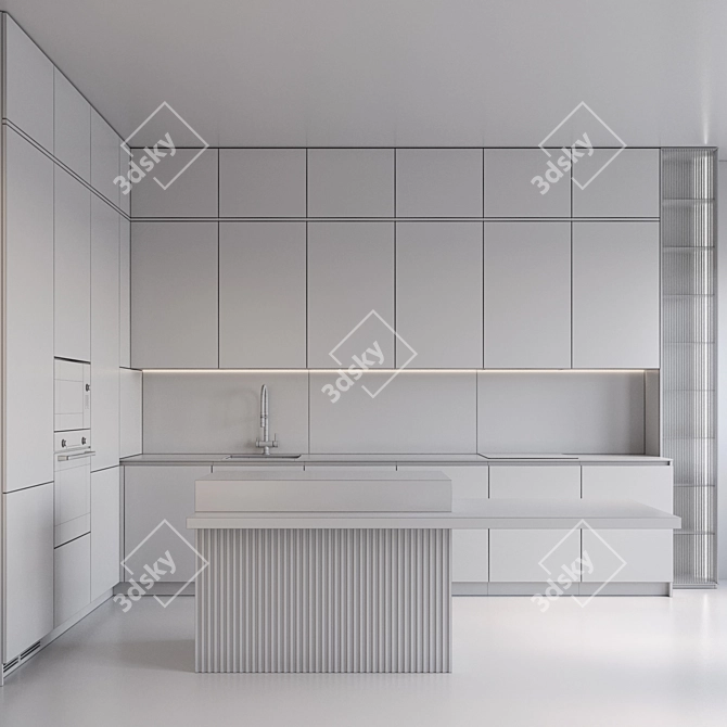 Modern Style Kitchen with Island 3D model image 7