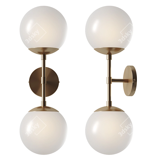 Frosted Glass Globe Wall Sconce 3D model image 1