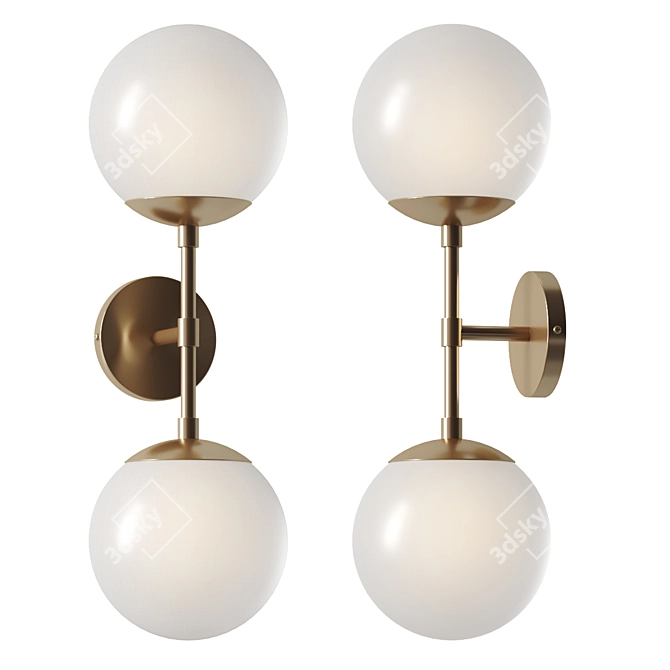 Frosted Glass Globe Wall Sconce 3D model image 2