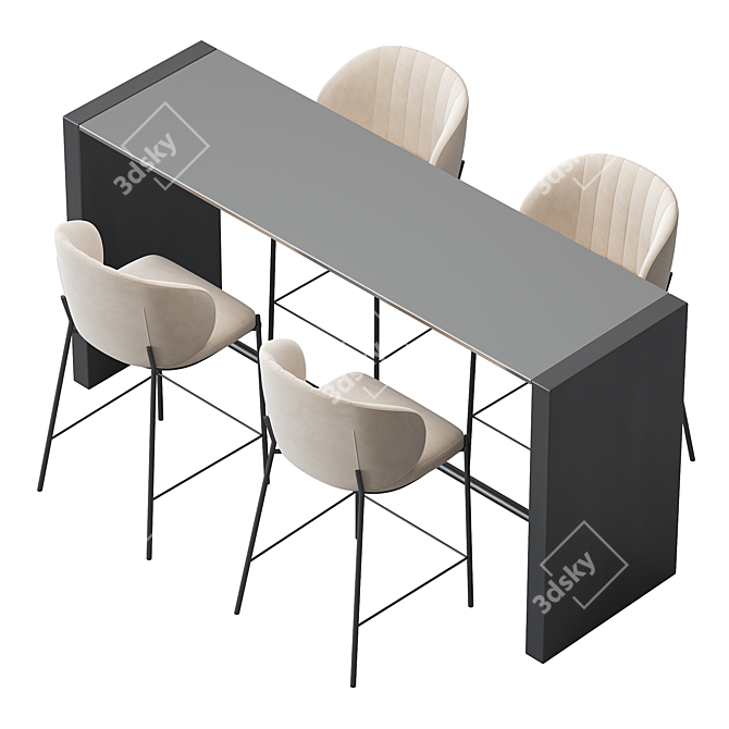 Modern Bar Stool Set Ensemble 3D model image 2