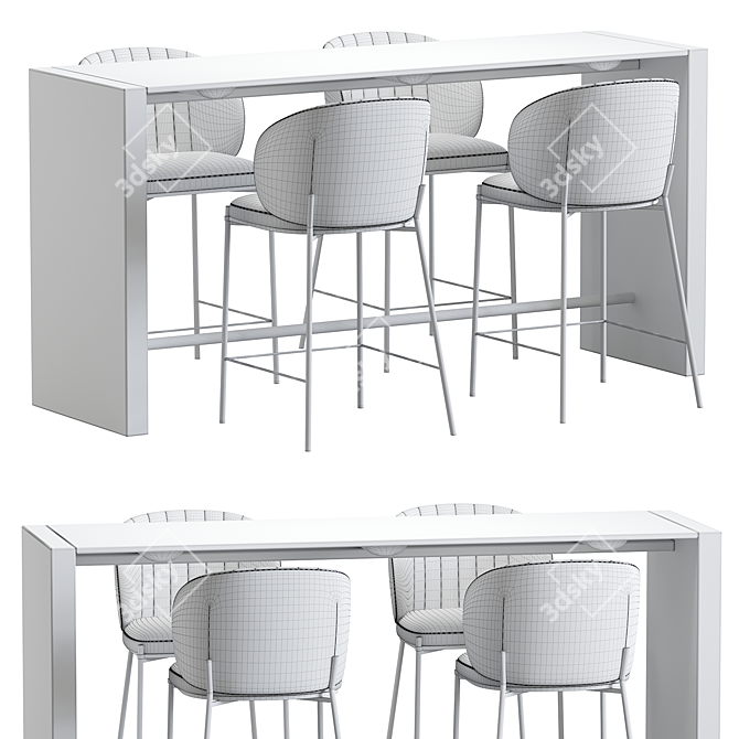 Modern Bar Stool Set Ensemble 3D model image 4