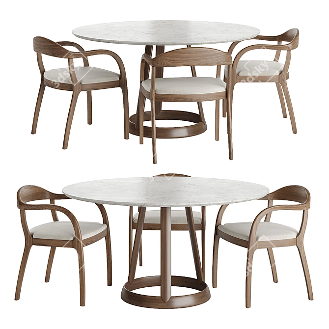 Modern Dining Set Greeny Timeless 3D model image 1