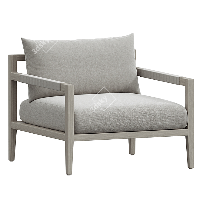 Rustic Washed Brown Outdoor Chair 3D model image 1