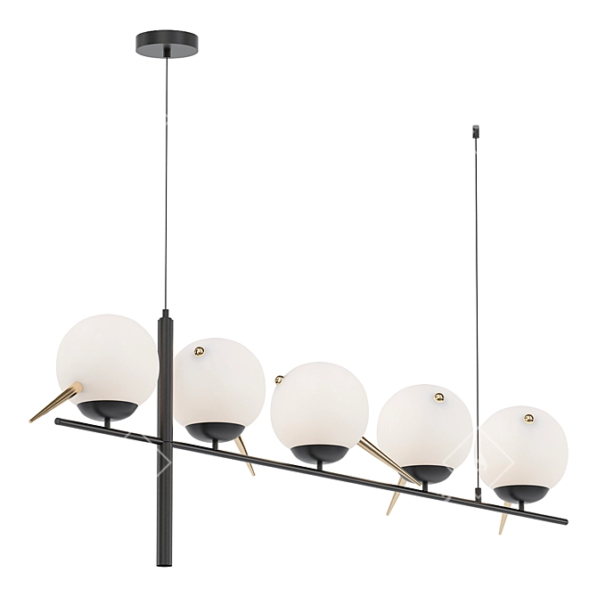 Modern Black Base Branch Chandelier 3D model image 1