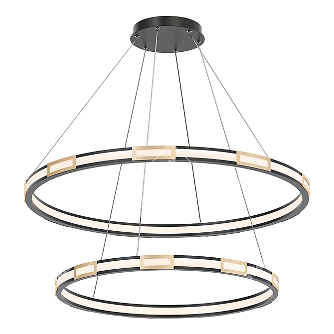 Double Ring LED Chandelier Range 3D model image 1