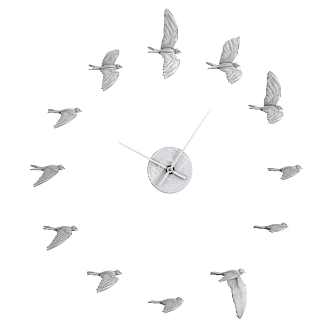 Swallow X Gilded Clock: Elegant Timepiece 3D model image 3