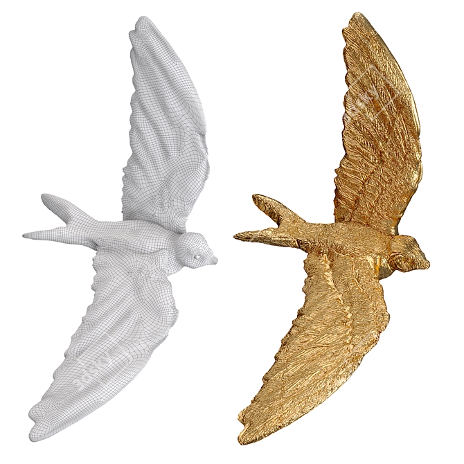 Swallow X Gilded Clock: Elegant Timepiece 3D model image 9