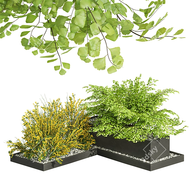 Outdoor Garden Box Bushes Set 3D model image 1