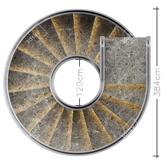 Premium Spiral Staircase 13 - 3Ds Max, OBJ 3D model image 4