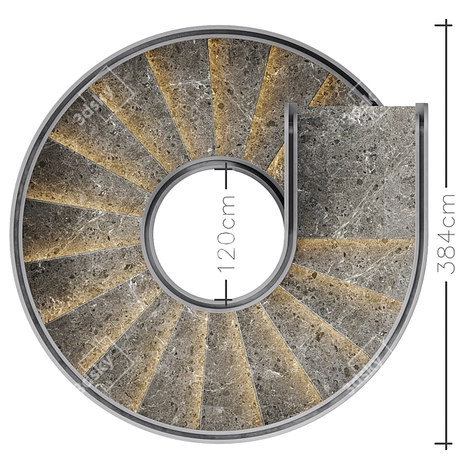 Premium Spiral Staircase 13 - 3Ds Max, OBJ 3D model image 9