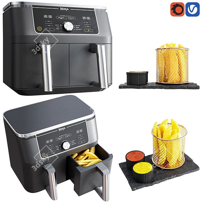 Ninja Air Fryer Bundle Pack 3D model image 1