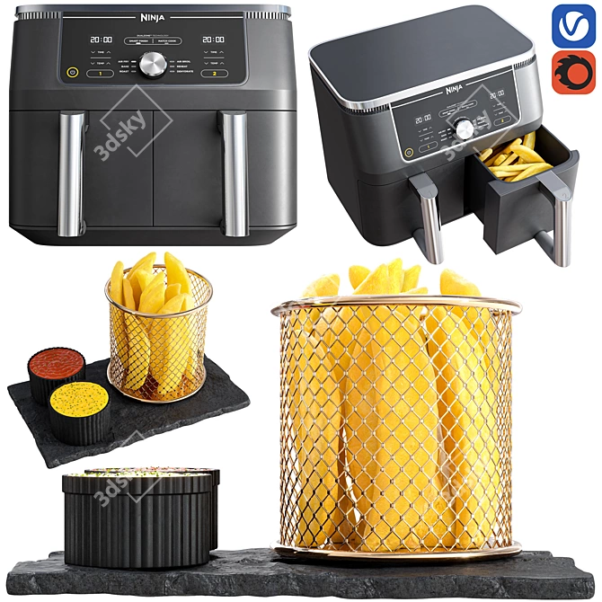 Ninja Air Fryer Bundle Pack 3D model image 2