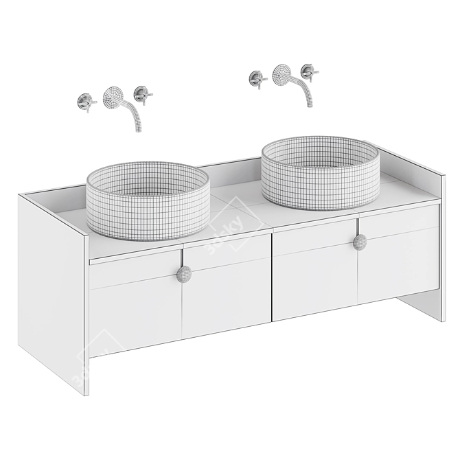 Modern White Swing Vanity Set 3D model image 3