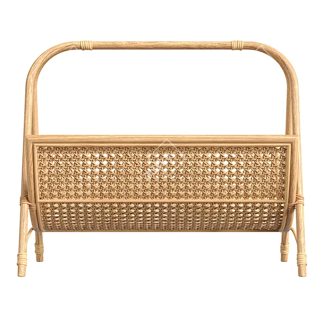 Handwoven Rattan Magazine Rack 3D model image 2