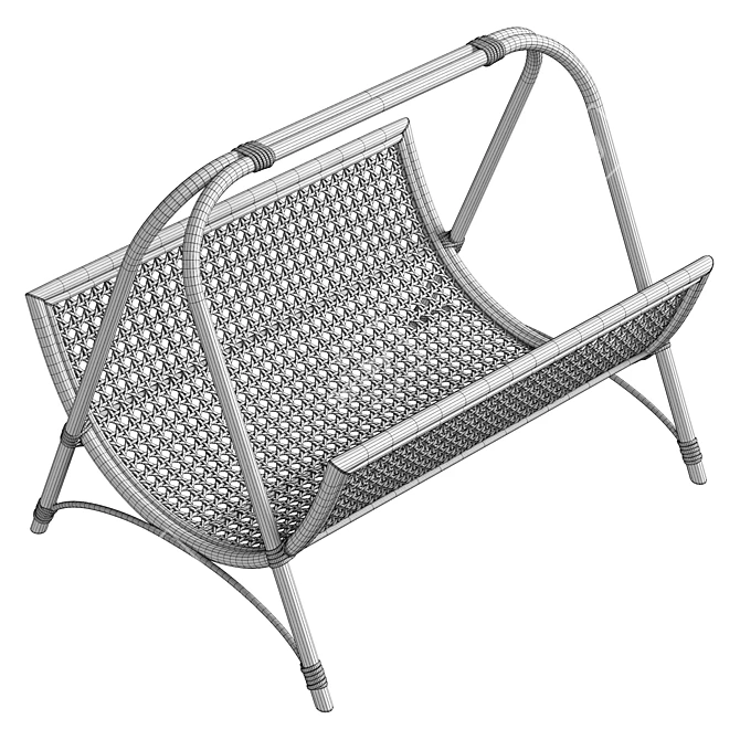 Handwoven Rattan Magazine Rack 3D model image 6